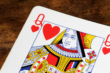 Regina di cuori, carta da poker closeup