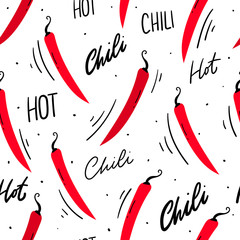 Hot chili peppers seamless pattern for textile, print. Red chili background. 