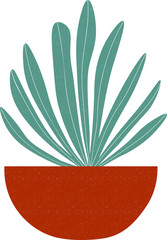 Modern print in trendy earthy hues with plant in a pot