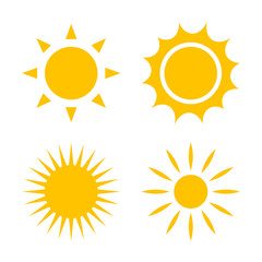 Set of yellow vector sun icons