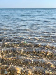 sea shore transparent water waves