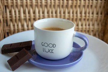 A Cup of strong hot coffee with chocolate