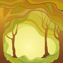 colorful abstract graphic illustration with trees