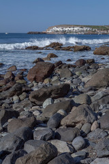 Fototapeta na wymiar Gran Canaria Spain Maspalomas beach ocean rocks