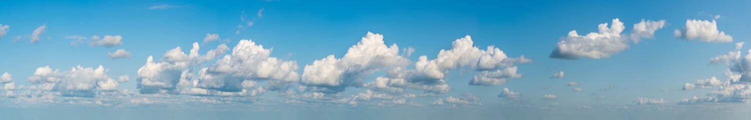 Fantastic soft clouds against blue sky, natural composition - panorama - obrazy, fototapety, plakaty
