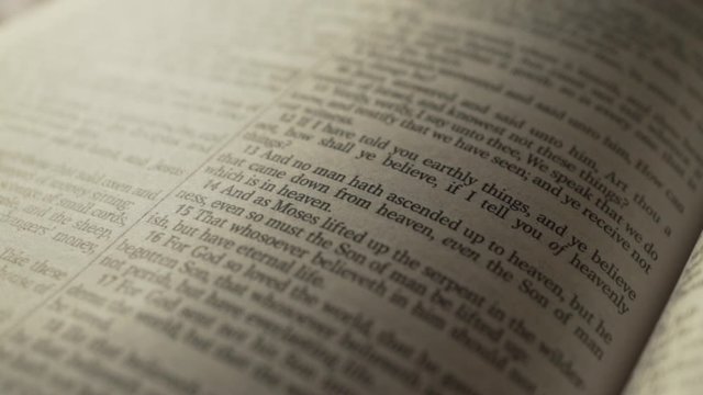 Macro closeup Bible text