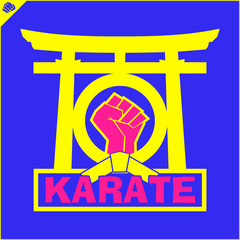 Karate emblem. Martial art creative colored simbol design. Vector, EPS.