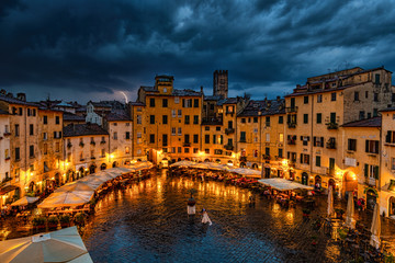 Fototapeta na wymiar Lucca Italy Storm and Lightning