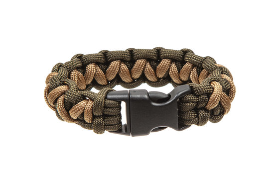 paracord bracelet isolated on white back