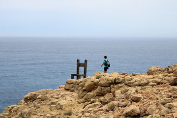 Chair on the beach of Tripiti in Gavdos island. Tripiti is the southernmost point of Europe.