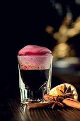 cocktail with red wine and foam