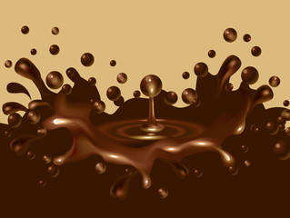 Splashes of melted chocolate. Vector illustration.