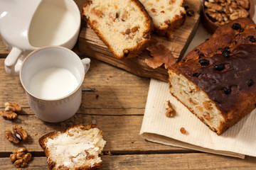 Barmbrack or bairin breac is a traditional Irish sweet yeast bread with grapes and raisins, often eaten with afternoon tea butter and traditionally served on Halloween.