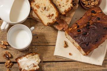 Barmbrack or bairin breac is a traditional Irish sweet yeast bread with grapes and raisins, often eaten with afternoon tea butter and traditionally served on Halloween.