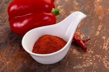 Paprika powder in the bowl