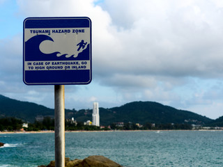 Tsunami Hazard zone sign. Warning
