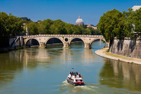 Ponte Sisto an historical bridge over the Tiber river built on 1479