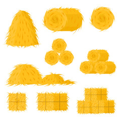 Cartoon Color Bale of Hay Icon Set. Vector © bigmouse108