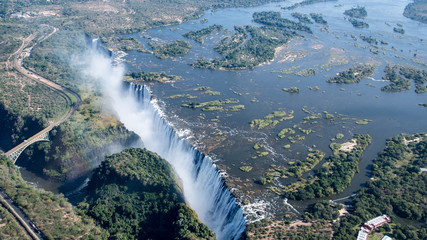 Victoria Falls Helicopter view - obrazy, fototapety, plakaty