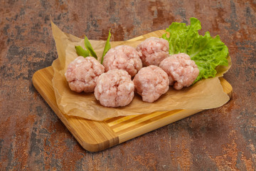 Homemade raw pork minced meatball for cooking