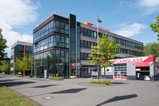 COLOGNE, GERMANY - April 30, 2017: Carglass GmbH headquarters in Cologne. Carglass is an international vehicle glass repair and replacement group owned by South African Belron.