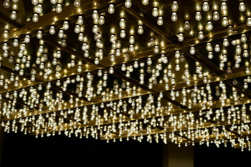 Bulbs marquee lights background. Golden bulbs marquee lights background