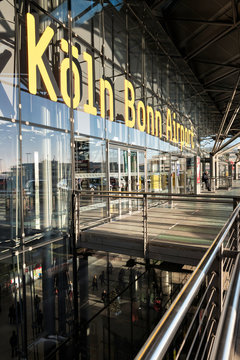 COLOGNE, GERMANY - December 3, 2016: Cologne Bonn Airport (Konrad Adenauer) - main building of Terminal 2. By traffic units the airport is in fifth position in Germany.