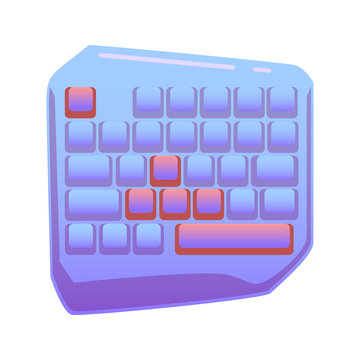 One Hand Gaming Keyboard, Gaming keypad, Mini Gaming Keyboard on isolated background, bright flat icon in lilac and red colors. white back vector.