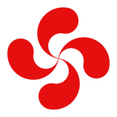 Lauburu or red basque cross symbol - obrazy, fototapety, plakaty
