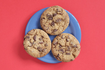 Chocolate chip cookies in plate