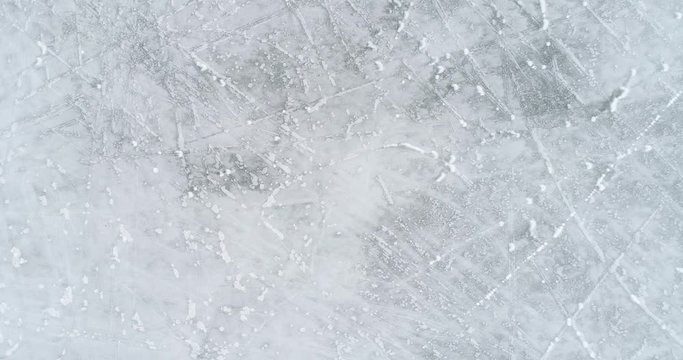 Top View Of Frozen Water Surface. Lines And Patterns In The Ice. Frozen Sea Ice Surface Pattern In Winter.