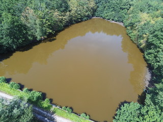 Etang en Bourgogne, vue aérienne