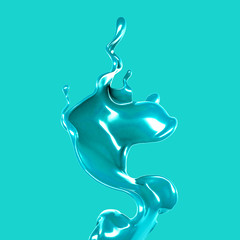 Splash of fluid. 3d illustration, 3d rendering.