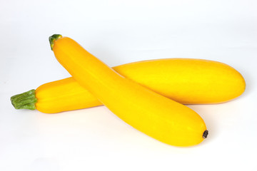 Yellow zucchini isolated on white background.
