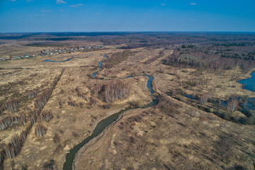 Fototapeta na wymiar Aerial view of a small river.