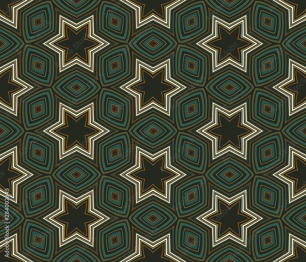 Poster abstract seamless pattern of many shapes. vector kaleidoscope.