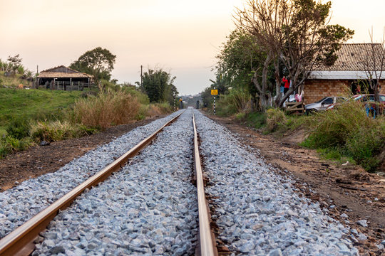 Railway track over gravel