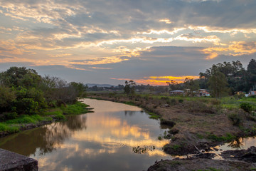 Fototapeta na wymiar Sunset at a river in Brazil