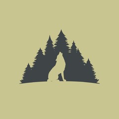 Naklejka premium Wolf silhouette