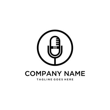 Illustration podcast microphone Sound logo design