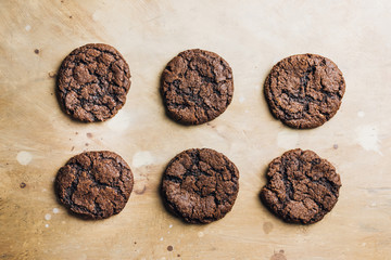 Homemade chocolate cookies with cracks.