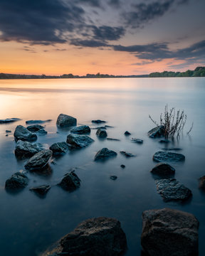 Sunrise At The Rhine River In Germany