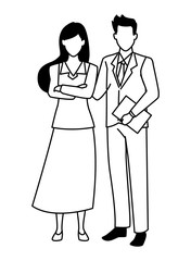 Executive business entrepreneur couple in black and white