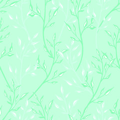 Editable light-blue vector endless texture with thin twigs for fabric and decoration. spring romantic feminine seamless pattern. almost plane colours in shades, pastel blue.