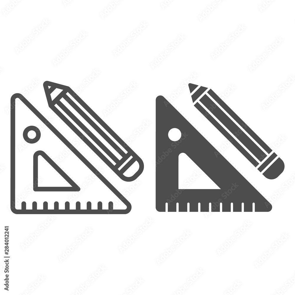 Poster ruler and pencil line and glyph icon. draft tools vector illustration isolated on white. drawind too