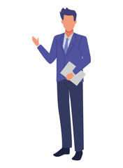 Executive businessman with clipboard