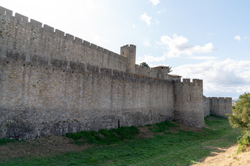 Fototapeta na wymiar medieval walled fortress city of Carcassonne in southern France