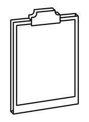 Blank document clipboard isometric symbol in black and white