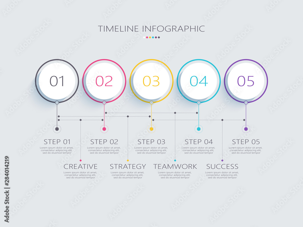 Poster modern abstract 3d infographic template with steps for success. business circle template with option
