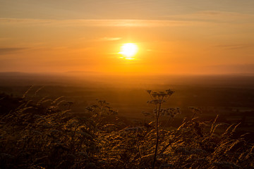 Sunset along the South Downs way in Sussex, at Ditchling Beacon